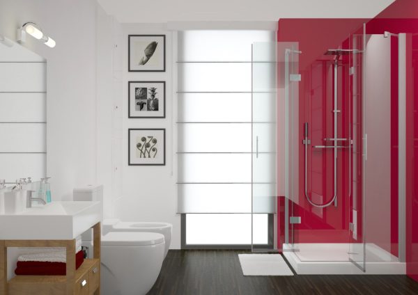 dark red shower wall panels