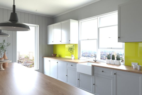 lime green kitchen wall panels
