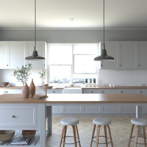 White Woodgrain Laminate kitchen Splashback