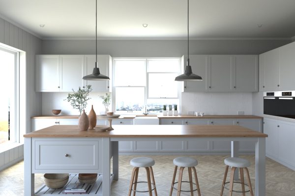 White Woodgrain Laminate kitchen Splashback