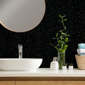 black sparkle effect bathroom wall panels