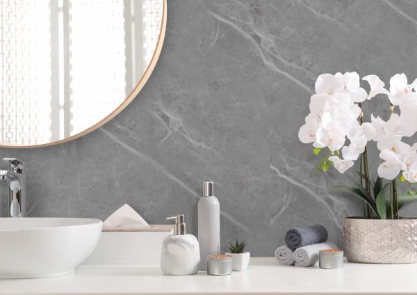 dark grey marble effect bathroom wall panels