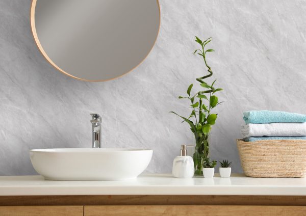 light grey marble effect bathroom wall panels