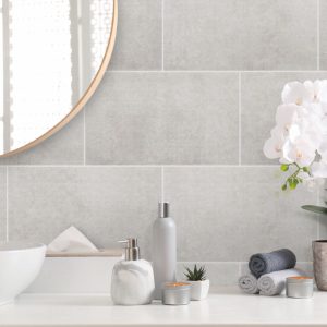 light marble tile effect bathroom wall panels