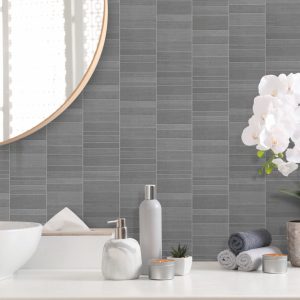 small silver grey tile effect bathroom wall panels