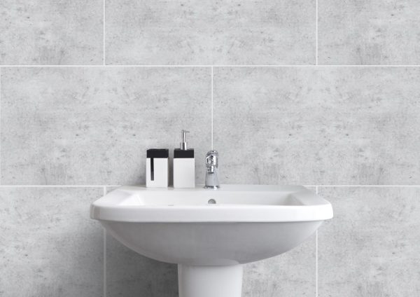 large grey marble tile effect bathroom wall panels