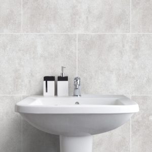 white marble tile effect bathroom wall panels