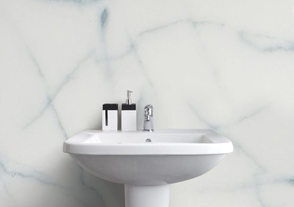 white marble effect bathroom wall panels