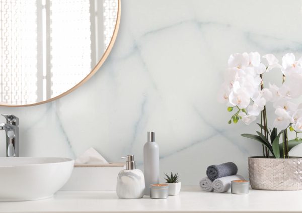 white marble effect bathroom wall panels