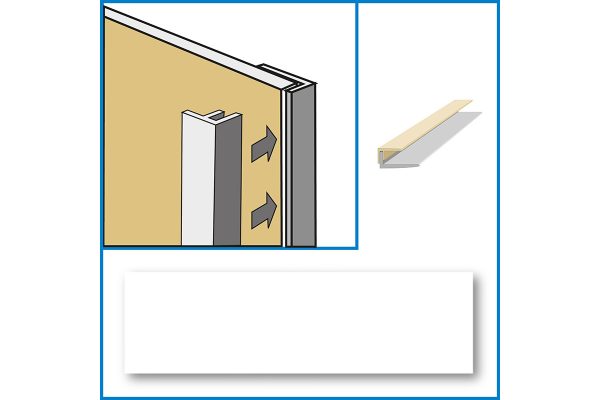 white plastic wall panel joint trim
